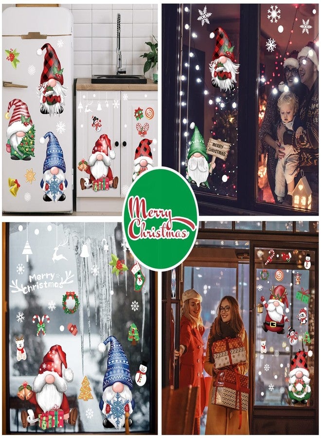 BORAMDO Christmas Gnome Snowflake Window Clings 11 Sheets, Removable Decals Stickers for Glass Windows, Xmas Holiday Home Office Decor, 9 Styles - Image 4